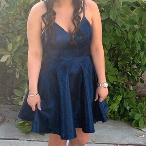 Speechless Navy/Black Metallic Dress size 7